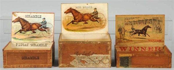 LOT OF 3: HARNESS RACING CIGAR BOXES.             