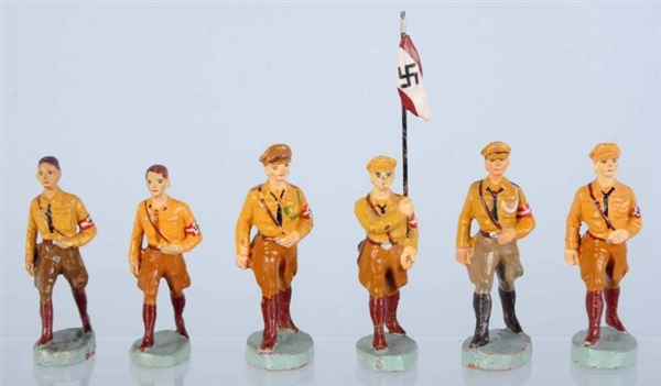 LOT OF 6: ELASTOLIN HITLER YOUTH MARCHING GROUP.  
