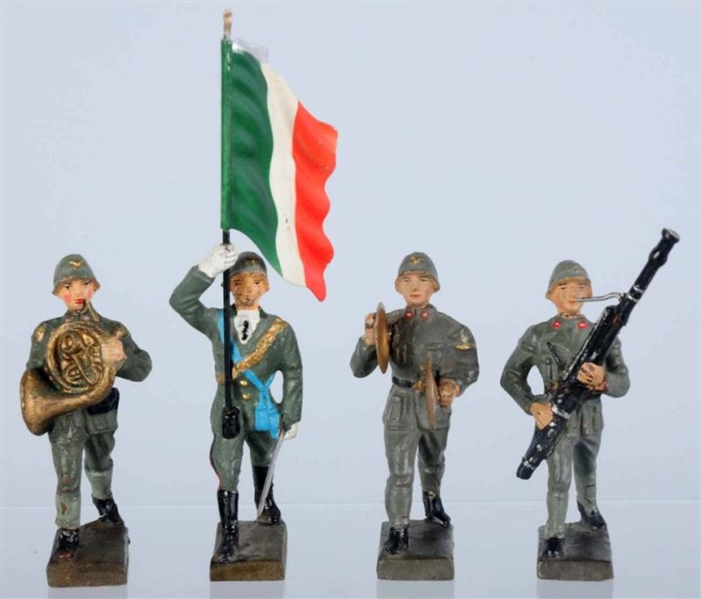 LINEOL 7.5CM ITALIAN FLAGMAN & 3 MUSICIANS.       