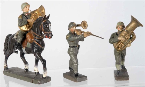 LINEOL 7.5CM ITALIAN MOUNTED MUSICIAN & 2 OTHERS. 