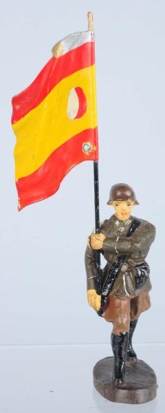 ELASTOLIN 7CM SPANISH FLAG-BEARER.                