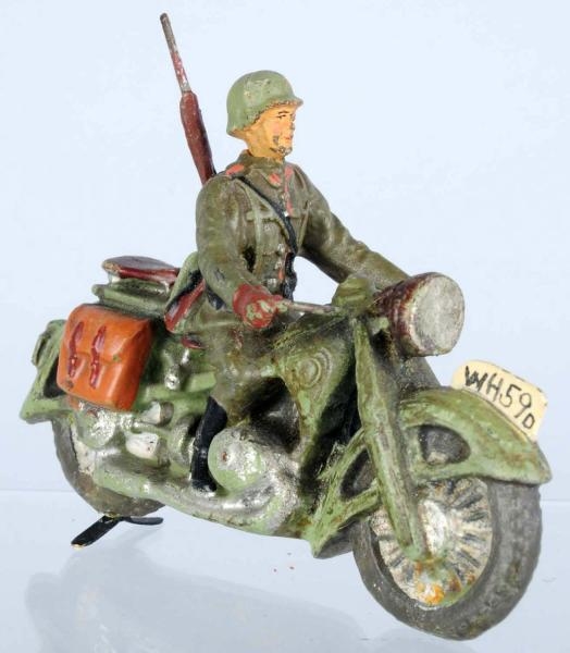 ELASTOLIN GERMAN ARMY SOLO MOTORCYCLE.            