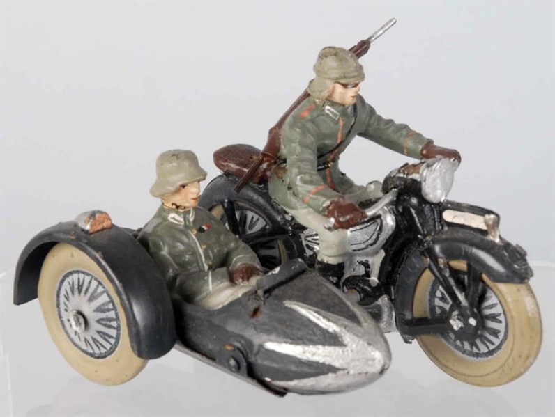 LINEOL GERMAN MOTORCYCLE WITH SIDECAR.            