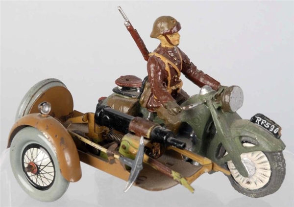 ELASTOLIN 7CM FRENCH MOTORCYCLE WITH SIDECAR.     