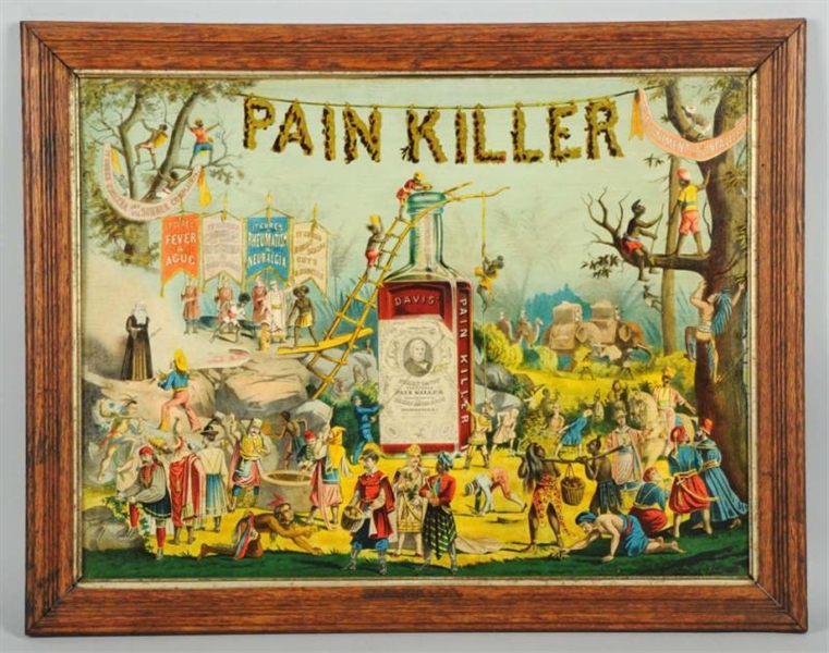 RARE TIN PERRY DAVIS PAIN KILLER SIGN.            
