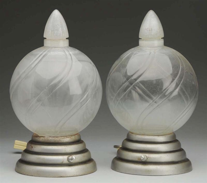 LOT OF 2: APOTHECARY LIGHT-UP GLOBES.             