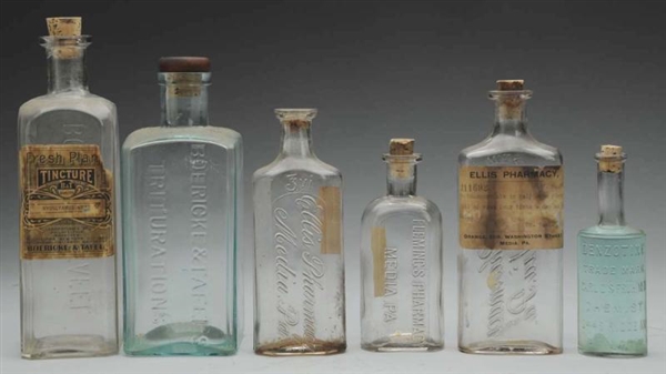 LOT OF 6: EARLY MEDICAL BOTTLES.                  