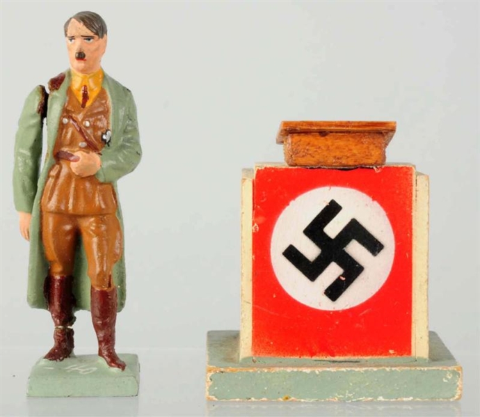 LINEOL 7.5CM HITLER WITH MOVABLE ARM & PODIUM.    