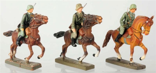 LOT OF 3: LINEOL MOUNTED GERMAN SOLDIERS.         
