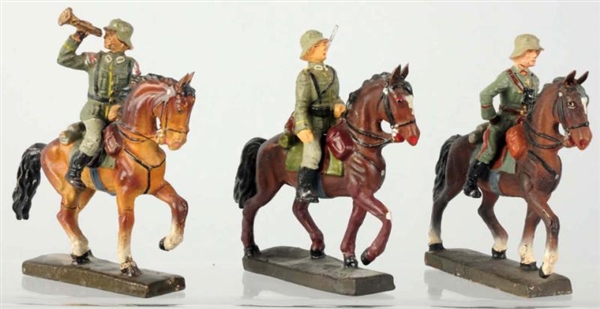 LOT OF 3: LINEOL 7CM GERMAN ARMY MOUNTED FIGURES. 