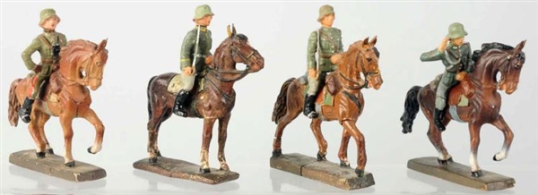 LOT OF 4: LINEOL GERMAN HORSE WITH RIDERS.        