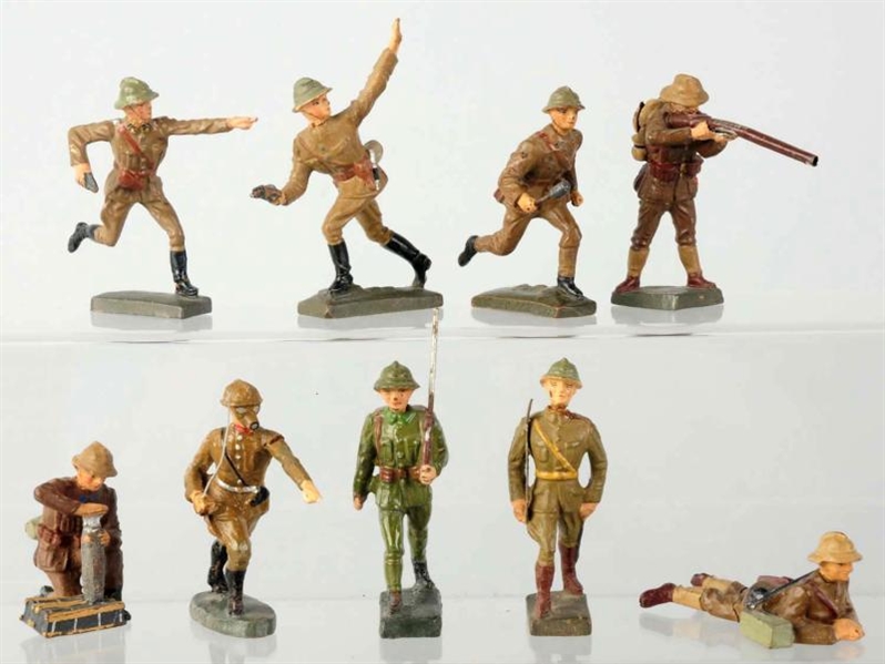 LINEOL 7.5CM FRENCH FIGURES IN BROWN UNIFORMS.    