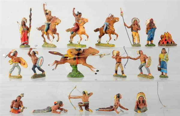 LOT OF 18: LINEOL COMPOSITION INDIANS.            