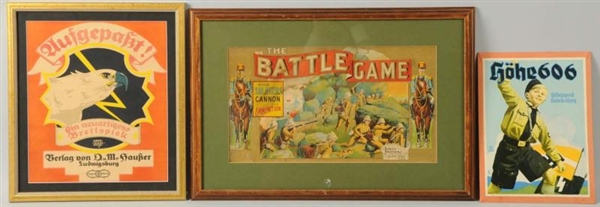 LOT OF 3: ASSORTED VINTAGE GAME BOX LIDS.         