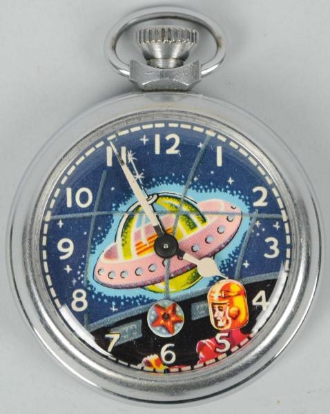 UNUSUAL UFO SPACE CHARACTER POCKET WATCH.         
