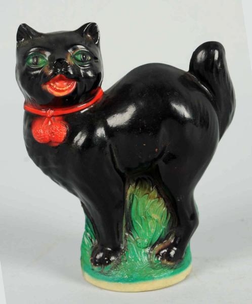 CELLULOID HALLOWEEN ARCHED BACK BLACK CAT.        