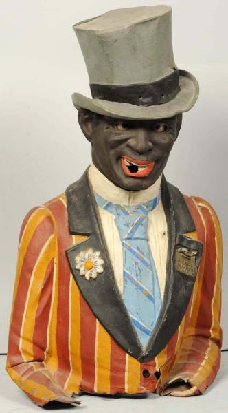 TIN AFRICAN AMERICAN MAN WITH CIGAR & TOP HAT.    