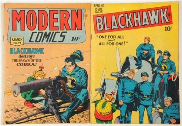 LOT OF 2: 1940S BLACKHAWK & MODERN COMIC BOOKS.   