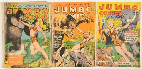 LOT OF 3: 1940S JUMBO COMICS COMIC BOOKS.         
