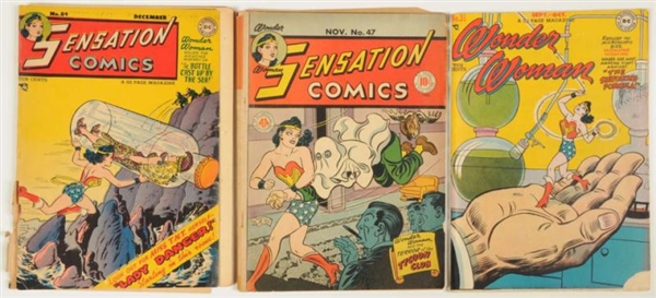 LOT OF 3: 1940S WONDER WOMAN COMIC BOOKS.         