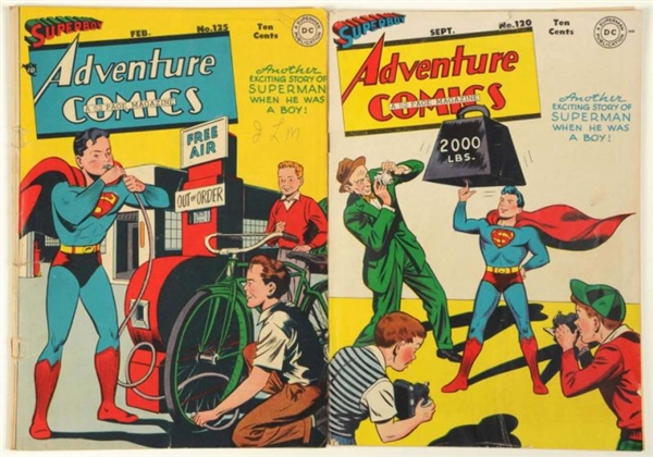 LOT OF 2: 1940S ADVENTURE COMICS COMIC BOOKS.     