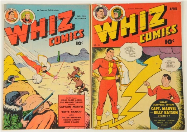 LOT OF 2: 1940S WHIZ COMICS COMIC BOOKS.          