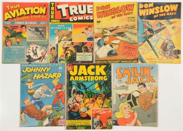 LOT OF 7: 1940S ADVENTURE THEMED COMIC BOOKS.     