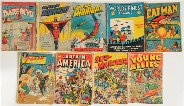 LOT OF 9: ASSORTED 1940S-1950S COMIC BOOKS.       