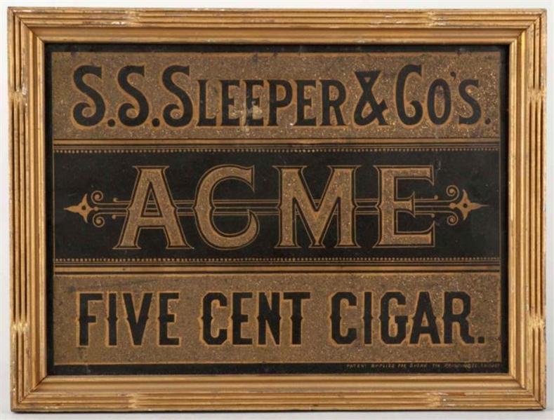1880S-1890S TIN ACME CIGAR SIGN.                  