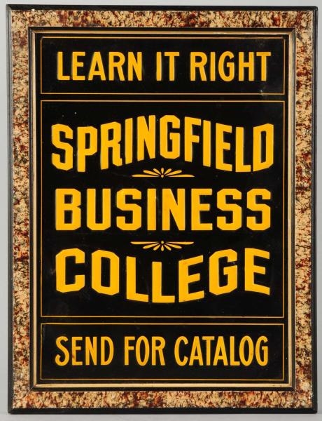 SPRINGFIELD BUSINESS COLLEGE EMBOSSED TIN SIGN.   