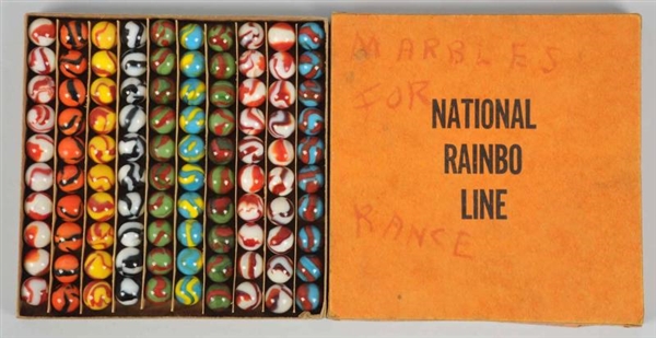 PELTIER NATIONAL RAINBOW NO. 0 MARBLE BOX SET.    