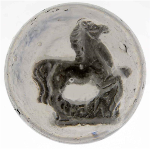 REARING HORSE DONUT HOLE SULPHIDE MARBLE.         