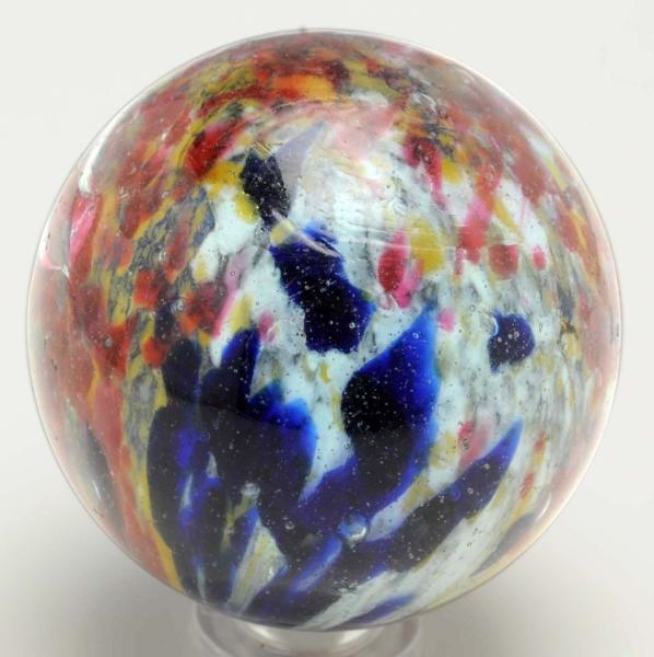 4-PANELED SINGLE PONTIL END-OF-DAY MARBLE.        