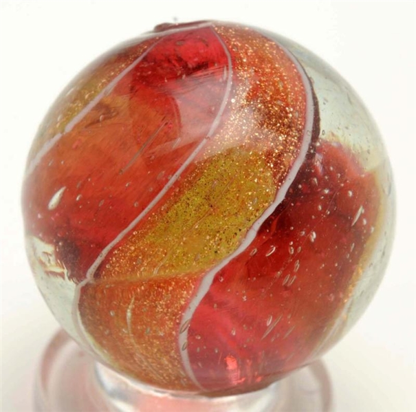 RED CRANBERRY RIBBON LUTZ MARBLE.                 