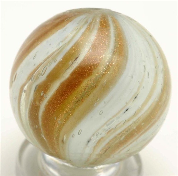 WHITE ONIONSKIN MARBLE WITH LUTZ.                 