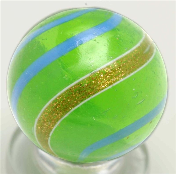 OPALESCENT GREEN BANDED LUTZ MARBLE.              