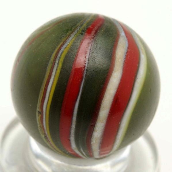 DARK GREEN BANDED OPAQUE MARBLE.                  