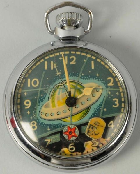 SPACE ASTRONAUT ANIMATED POCKET WATCH.            