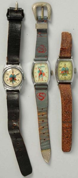 LOT OF 3: SUPERMAN CHARACTER WRIST WATCHES.       