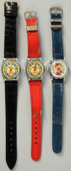 LOT OF 3: HOWDY DOODY CHARACTER WRIST WATCHES.    