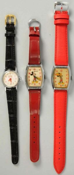 LOT OF 3: MICKEY MOUSE CHARACTER WRIST WATCHES.   