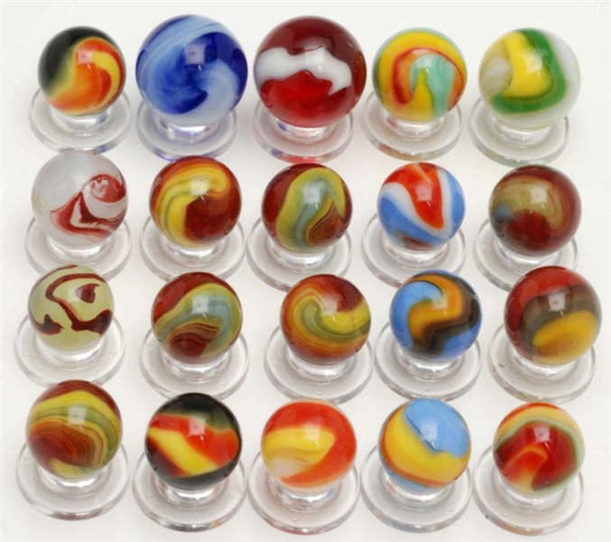 LOT OF 20: ASSORTED AKRO MARBLES.                 