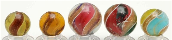 LOT OF 5: RIBBON LUTZ MARBLES.                    