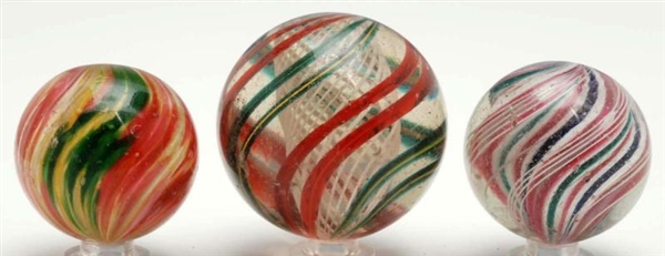 LOT OF 3: LARGE HANDMADE MARBLES.                 