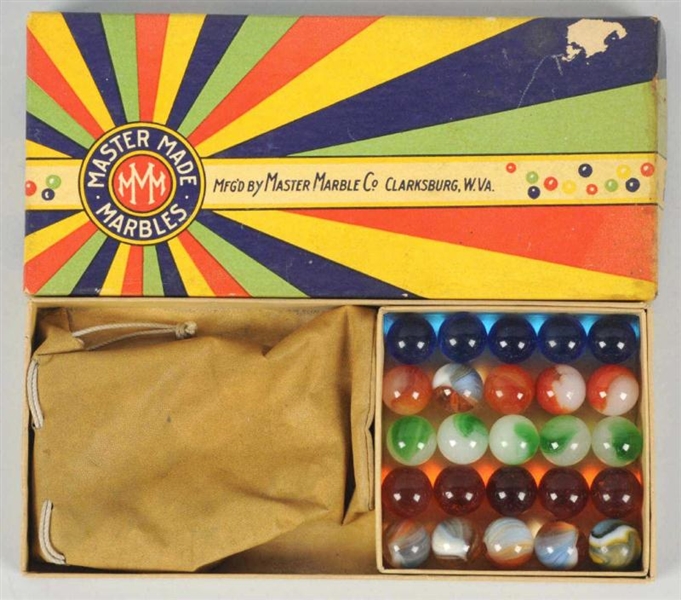 MASTER GLASS BOX SET OF MARBLES.                  