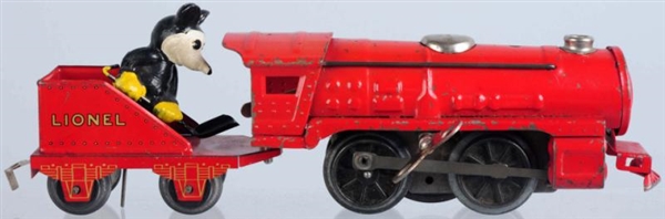 TIN LIONEL O-GAUGE MICKEY MOUSE ENGINE & TENDER.  
