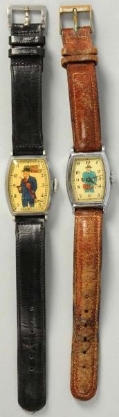 LOT OF 2: DICK TRACY CHARACTER WRIST WATCHES.     