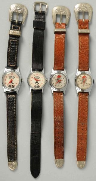 LOT OF 4: COWBOY CHARACTER WRIST WATCHES.         