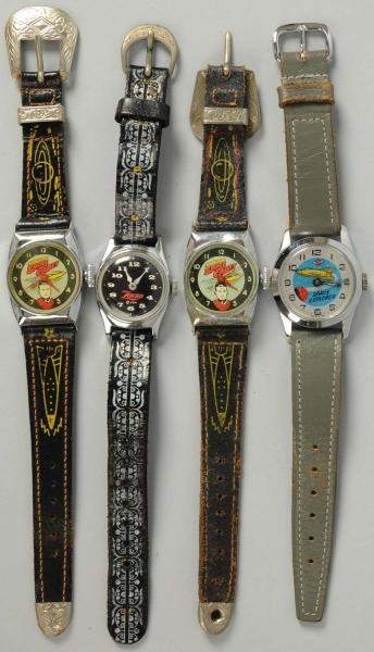 LOT OF 4: ZORRO & SPACE CHARACTER WRIST WATCHES.  
