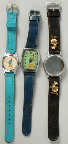 LOT OF 3: DISNEY DONALD CHARACTER WRIST WATCHES.  